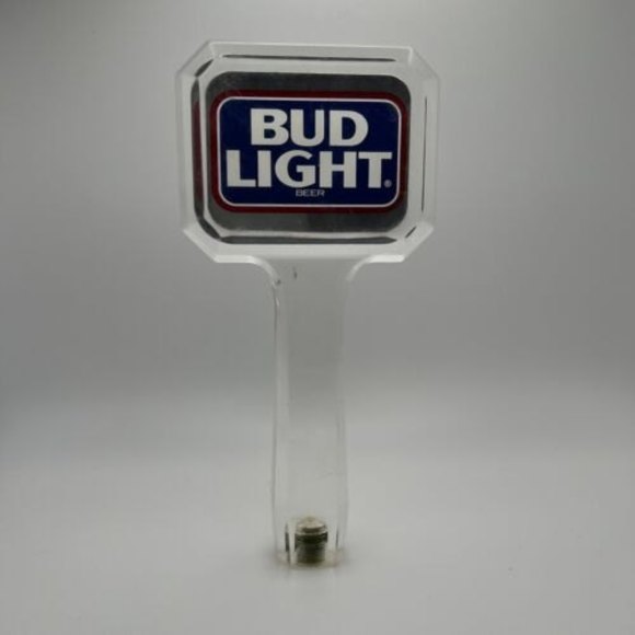 Vintage Bud Light Beer Tap Keg Handle Clear Acrylic - Picture 1 of 12